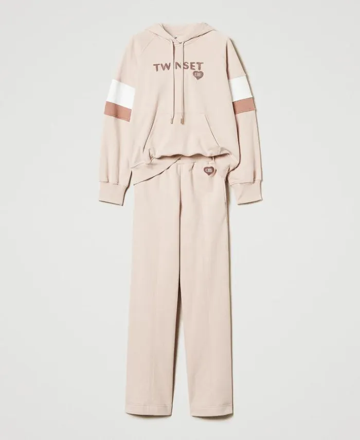 Twinset Sweatshirts Hoodie And Palazzo Trousers Multicolour Caramel Camel Les Beiges Motherofpearl 8211 Clothing