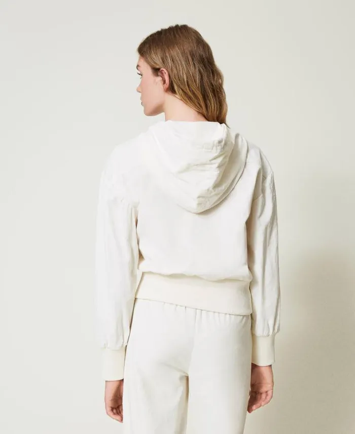 Twinset Sweatshirts Velvet Hoodie Mother Of Pearl 8211 Clothing