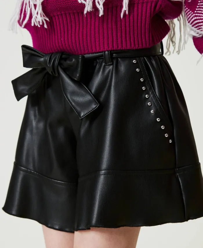 Twinset Trousers And Jeans Flared Shorts With Studs Black 8211 Girl