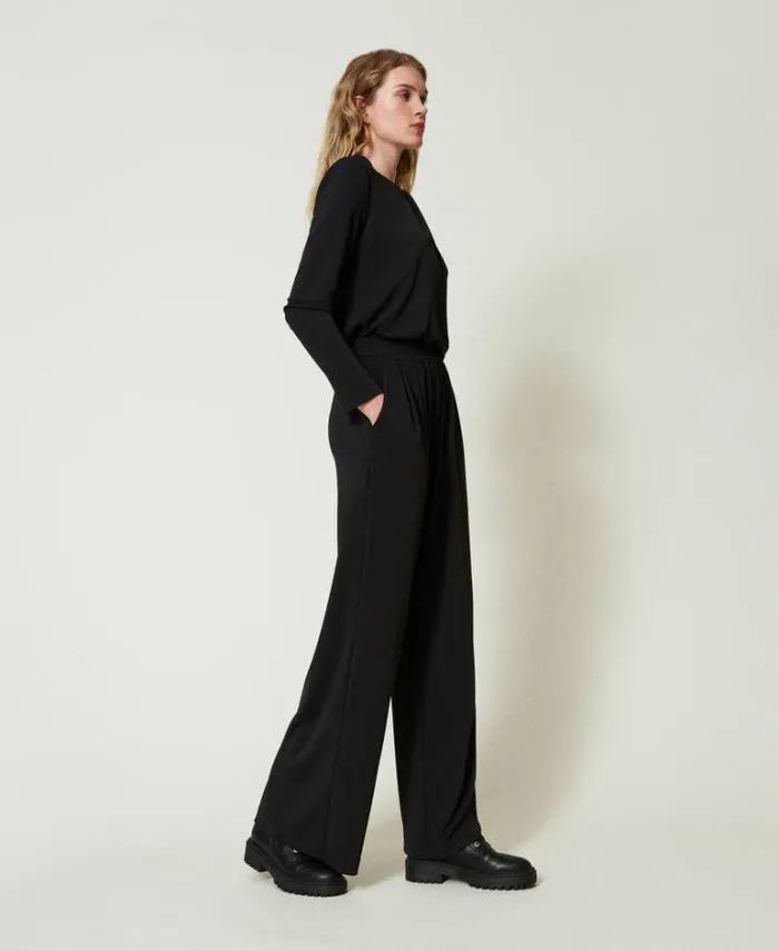 Twinset Wide Leg Trousers And Palazzo Trousers Crpe Jersey Palazzo Trousers Black 8211 Clothing