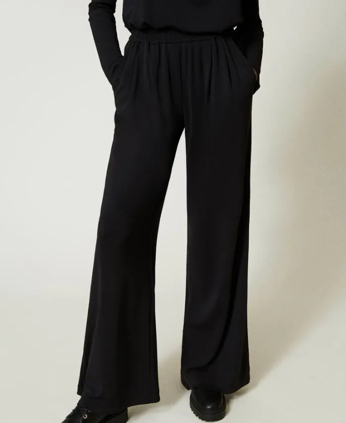 Twinset Wide Leg Trousers And Palazzo Trousers Crpe Jersey Palazzo Trousers Black 8211 Clothing