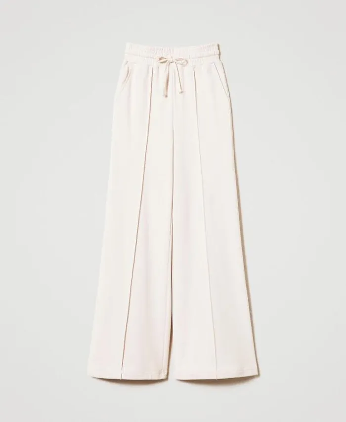 Twinset Wide Leg Trousers And Palazzo Trousers Plush Fabric Palazzo Trousers Old White 8211 Clothing