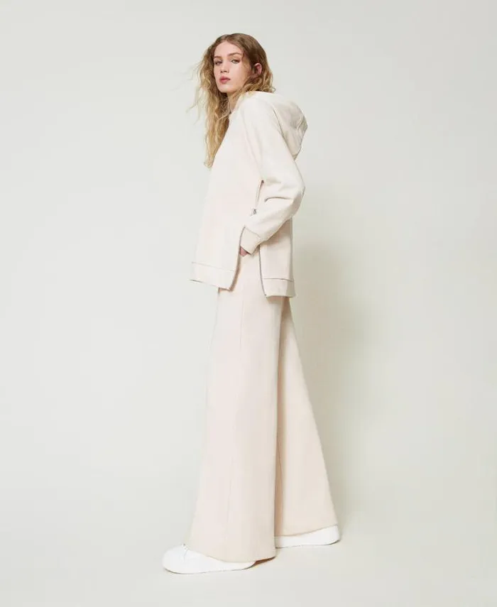 Twinset Wide Leg Trousers And Palazzo Trousers Plush Fabric Palazzo Trousers Old White 8211 Clothing