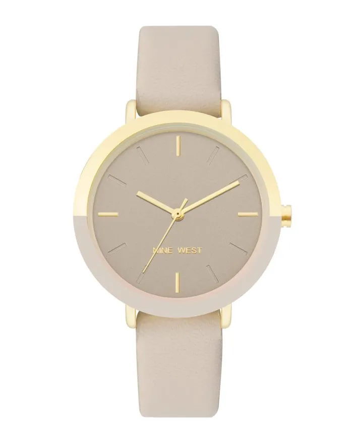 TwoTone Bezel Strap Watch Tan Women Nine West Straps