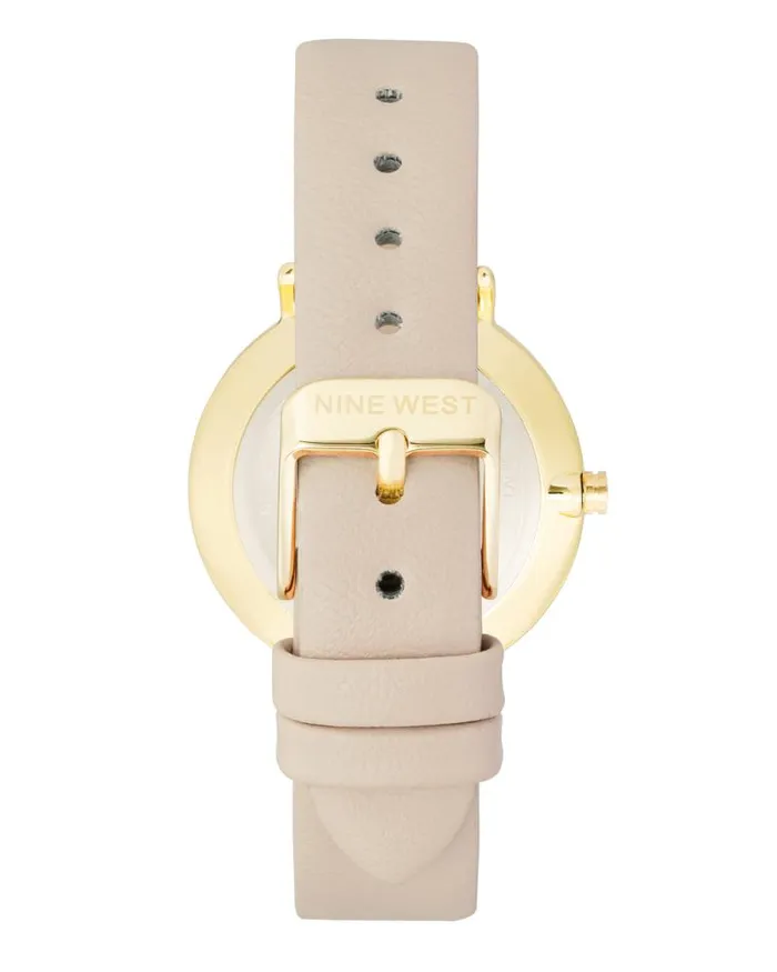 TwoTone Bezel Strap Watch Tan Women Nine West Straps TwoTone Bezel Strap Watch Tan Women Nine West Straps