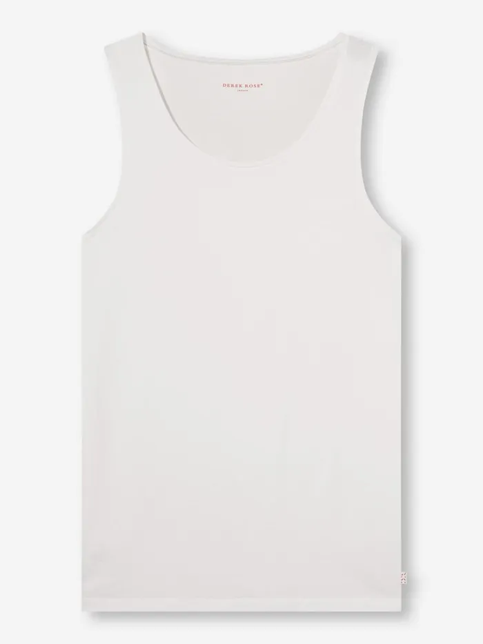 Underwear TShirts Men Derek Rose Underwear Tank Top Jack Pima Cotton Stretch White