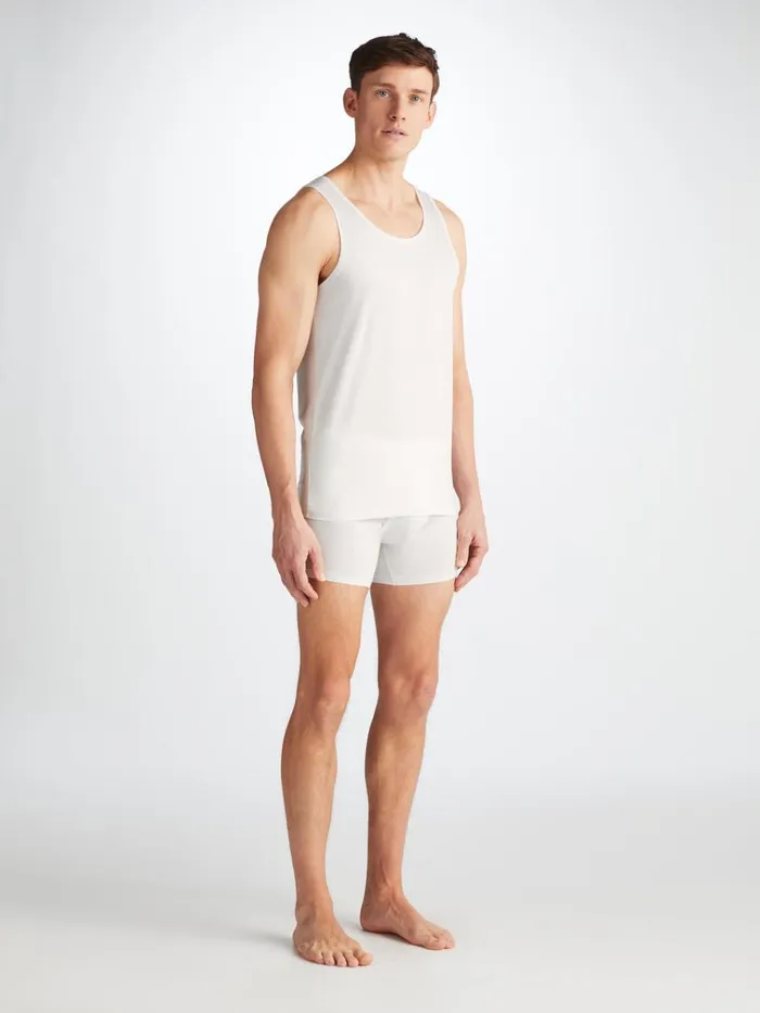 Underwear TShirts Men Derek Rose Underwear Tank Top Jack Pima Cotton Stretch White