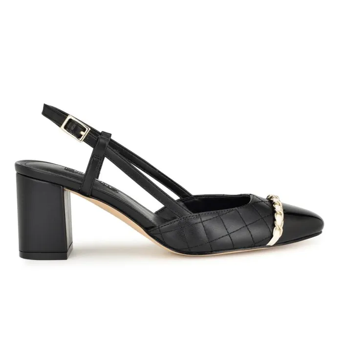 Uround Quilted Cap Top Slingbacks Black Women Nine West Heels