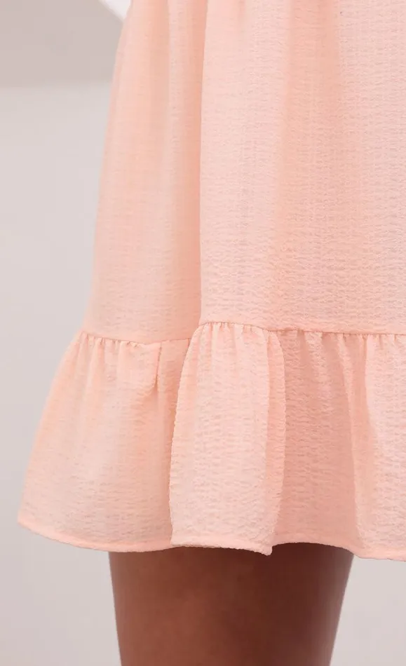 VNeck Ruffle Dress Pastel Salmon Women LUCY IN THE SKY Mini Dresses VNeck Ruffle Dress Pastel Salmon Women LUCY IN THE SKY Mini Dresses