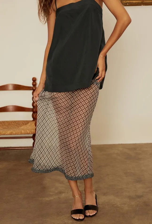 Valeria Sheer Plaid Organza Midi Skirt Women Ciao Lucia Skirts