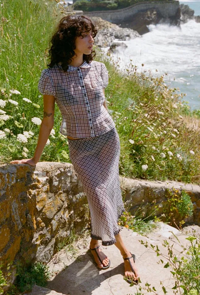 Valeria Sheer Plaid Organza Midi Skirt Women Ciao Lucia Skirts
