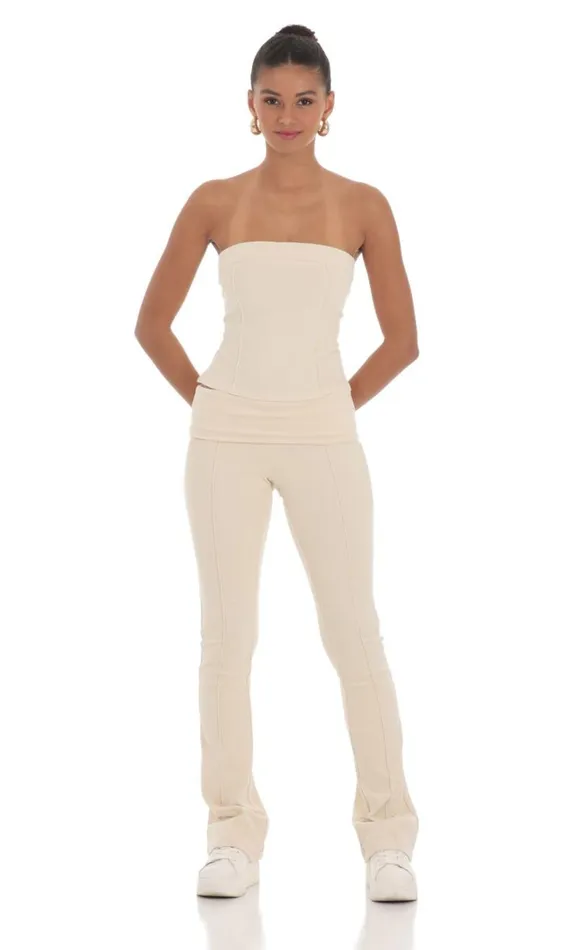 Velour Two Piece Set Cream Women LUCY IN THE SKY Pants