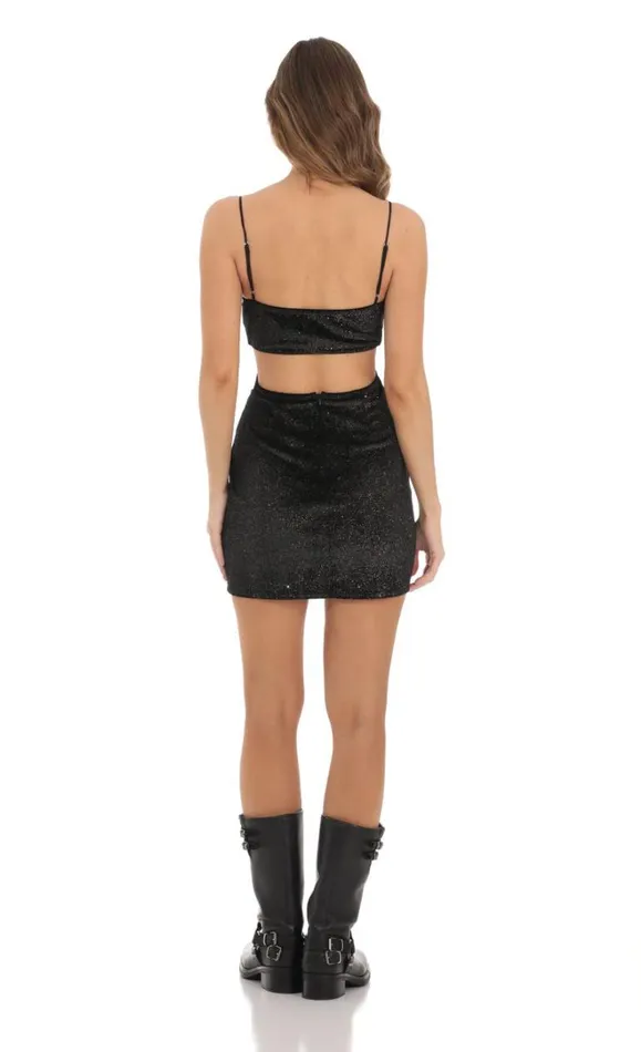 Velvet Shimmer Cutout Dress Black Women LUCY IN THE SKY Mini Dresses Velvet Shimmer Cutout Dress Black Women LUCY IN THE SKY Mini Dresses