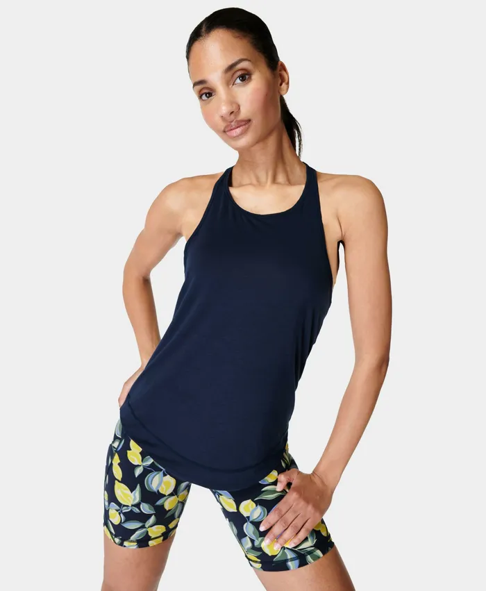 Vest Tops Breathe Easy Running Vest Navy Blue Sweaty Betty Women