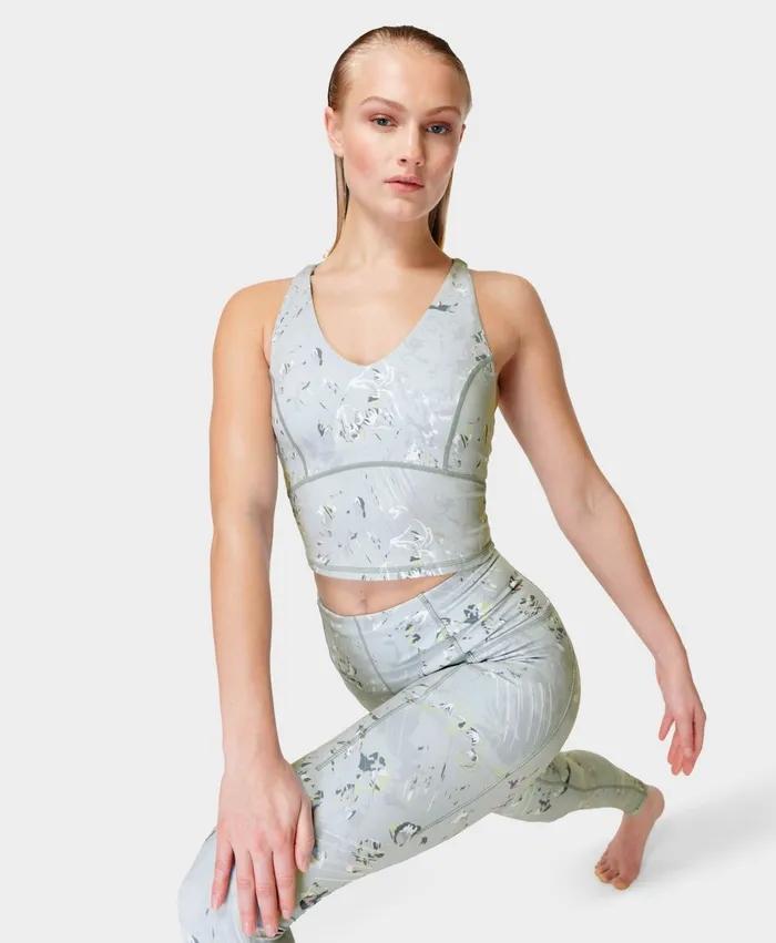 Vest Tops Super Soft Strappy Back Gym Vest Blue Falling Floral Print 8211 Sweaty Betty Women