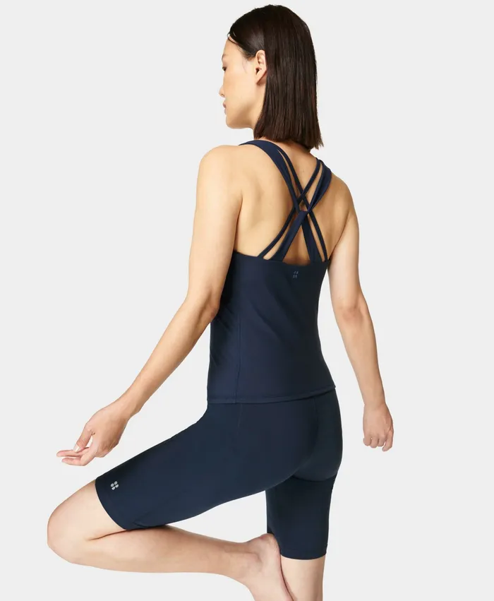 Vest Tops Women Super Soft Rib Yoga Vest Navy Blue Sweaty Betty