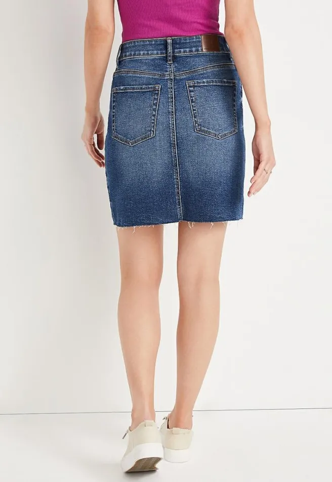 Vintage High Rise Ripped Denim Skirt Women Maurices Bottoms