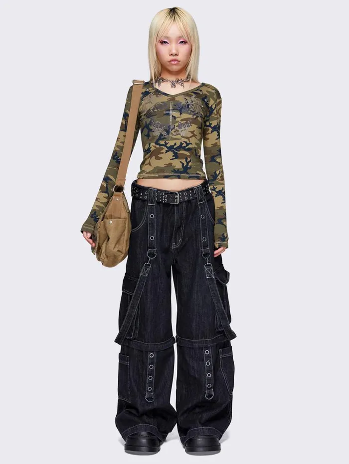 Weirdly Beautiful Camo Long Sleeve Top Women Minga London Tops and TShirts