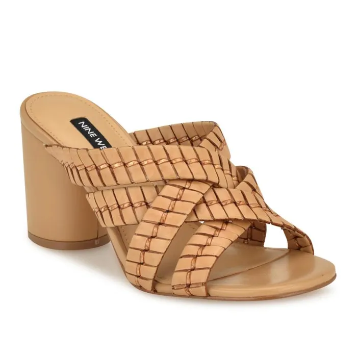 Wenea Strappy Heeled Slide Sandals Natural Women Nine West Heels Wenea Strappy Heeled Slide Sandals Natural Women Nine West Heels