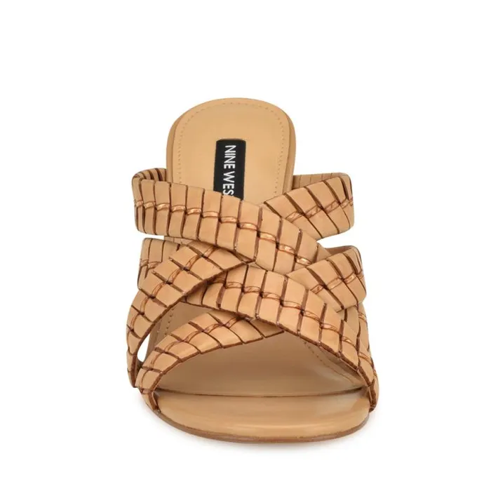 Wenea Strappy Heeled Slide Sandals Natural Women Nine West Heels Wenea Strappy Heeled Slide Sandals Natural Women Nine West Heels