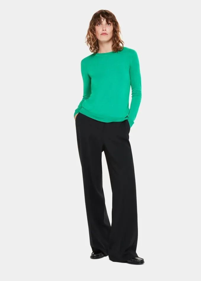 Whistles Annie Sparkle Crew Neck Green Women Sweaters and Cashmere