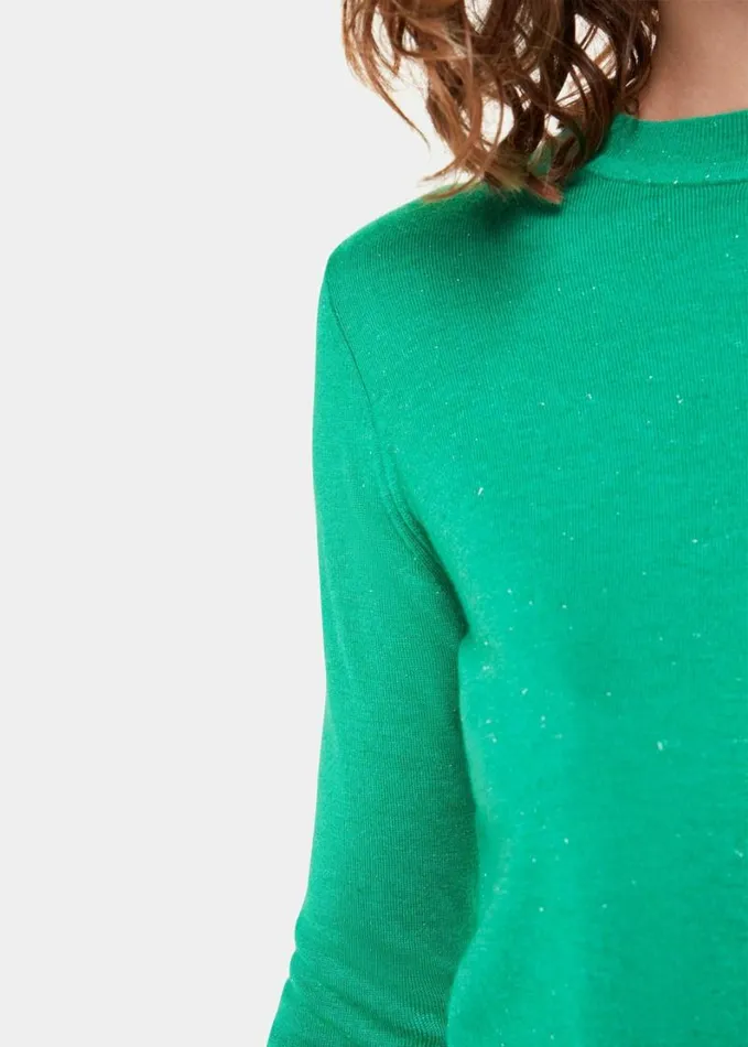Whistles Annie Sparkle Crew Neck Green Women Sweaters and Cashmere
