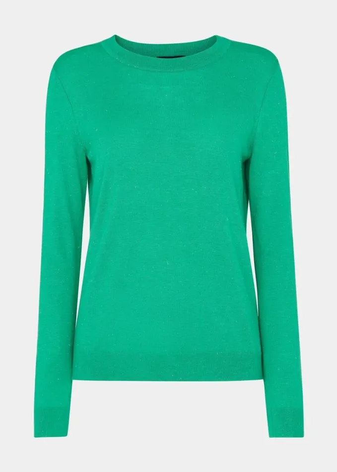 Whistles Annie Sparkle Crew Neck Green Women Sweaters and Cashmere