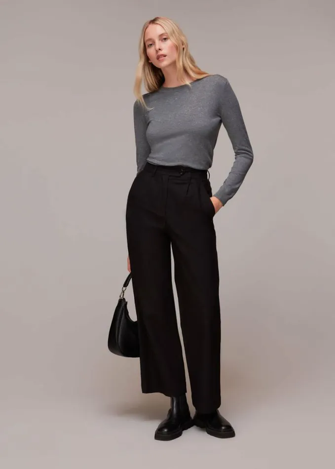 Whistles Annie Sparkle Crew Neck Grey Women Sweaters and Cashmere