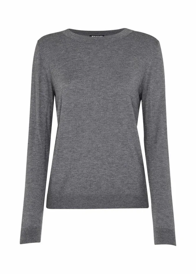 Whistles Annie Sparkle Crew Neck Grey Women Sweaters and Cashmere