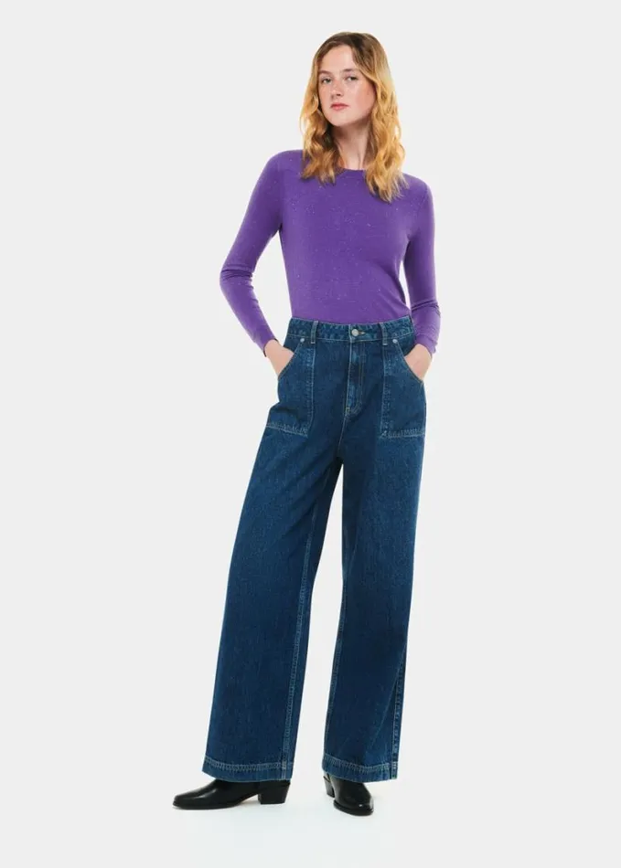 Whistles Annie Sparkle Crew Neck Purple Women Sweaters and Cashmere