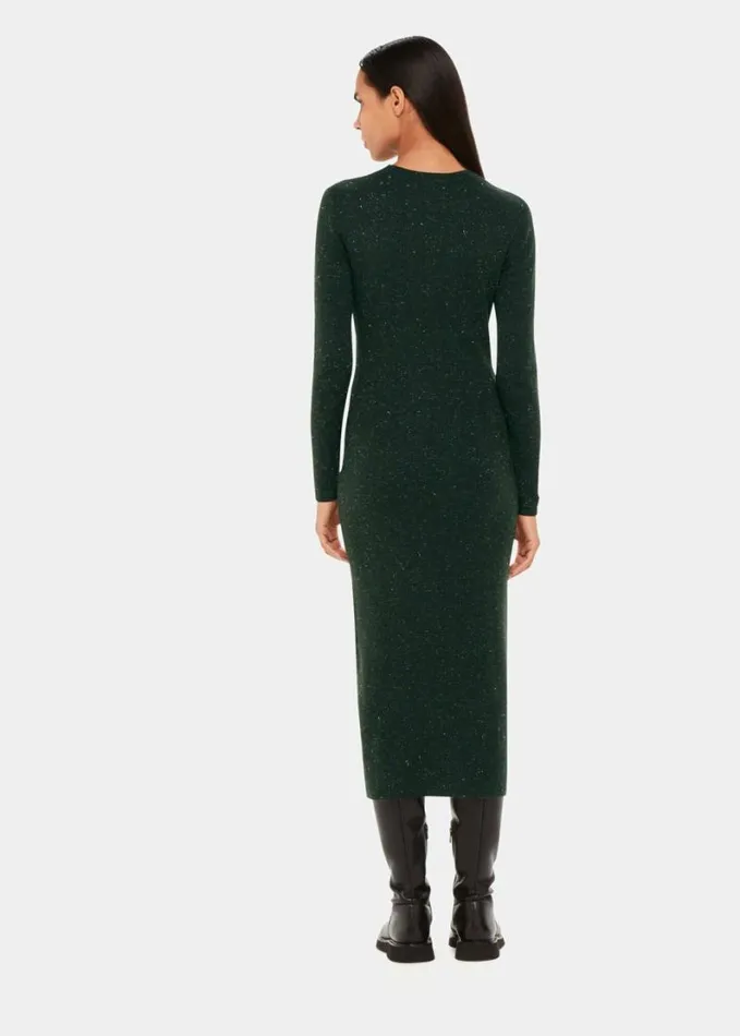 Whistles Annie Sparkle Knit Dress Dark Green Women Dresses