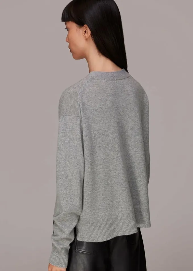 Whistles Cashmere Cardigan Grey Women Sweaters and Cashmere