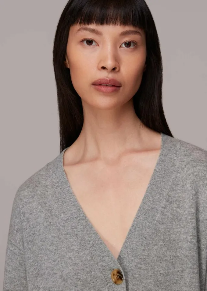 Whistles Cashmere Cardigan Grey Women Sweaters and Cashmere