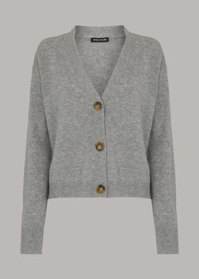 Whistles Cashmere Cardigan Grey Women Sweaters and Cashmere