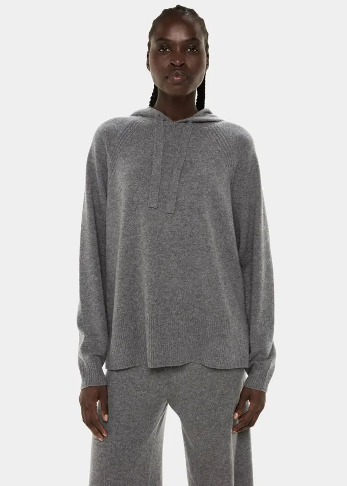 Whistles Cashmere Hoodie Grey Women Sweaters and Cashmere