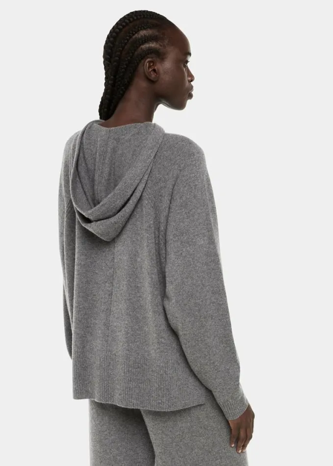 Whistles Cashmere Hoodie Grey Women Sweaters and Cashmere
