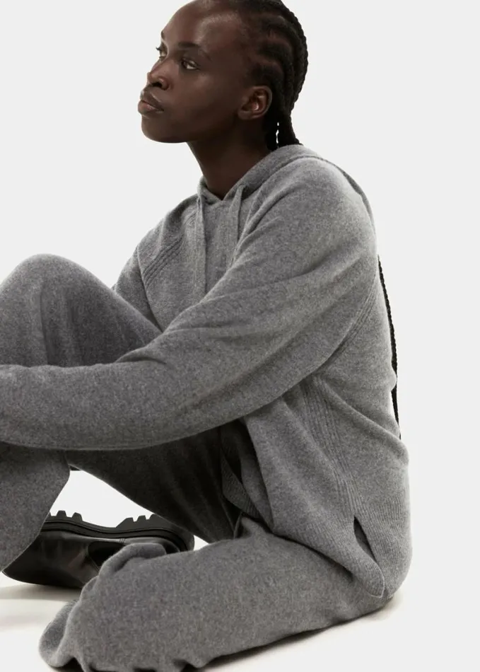 Whistles Cashmere Hoodie Grey Women Sweaters and Cashmere