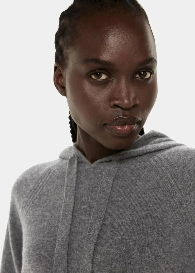 Whistles Cashmere Hoodie Grey Women Sweaters and Cashmere