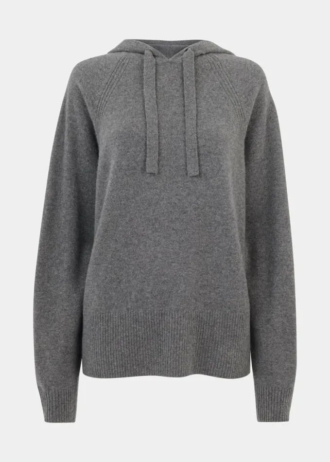 Whistles Cashmere Hoodie Grey Women Sweaters and Cashmere