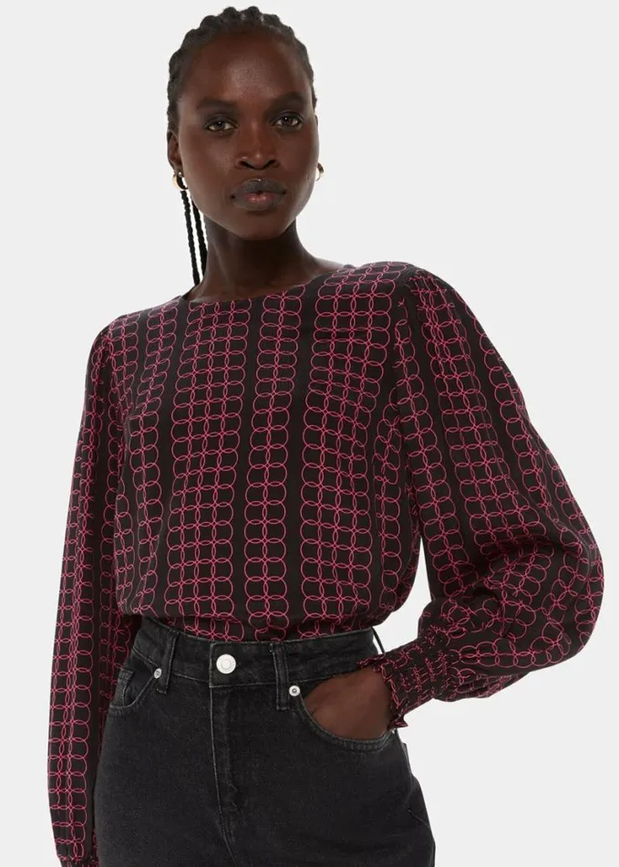 Whistles Circle Link Blouse Blackmulti Women Tops