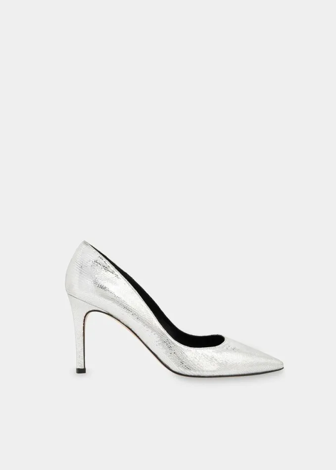Whistles Corie Textured Heeled Pump Silver Women Wedding Guests