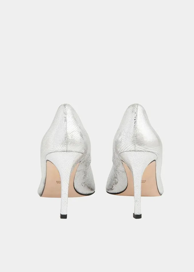 Whistles Corie Textured Heeled Pump Silver Women Wedding Guests