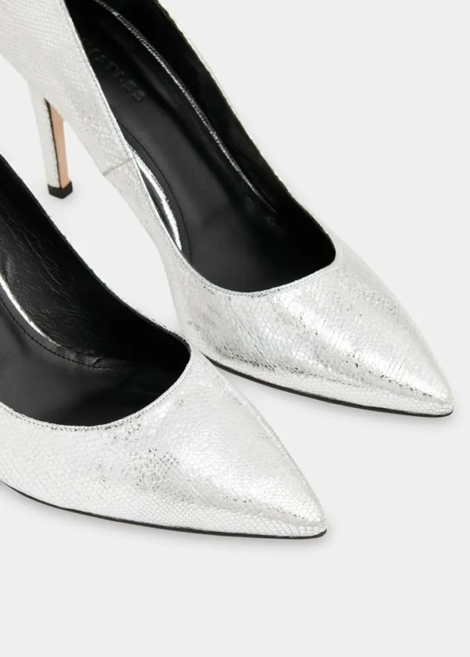 Whistles Corie Textured Heeled Pump Silver Women Wedding Guests