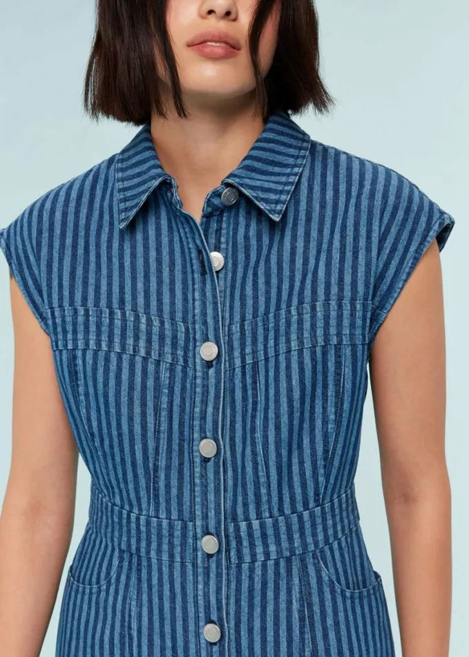 Whistles Denim Bodice Stripe Dress Denim Women Dresses