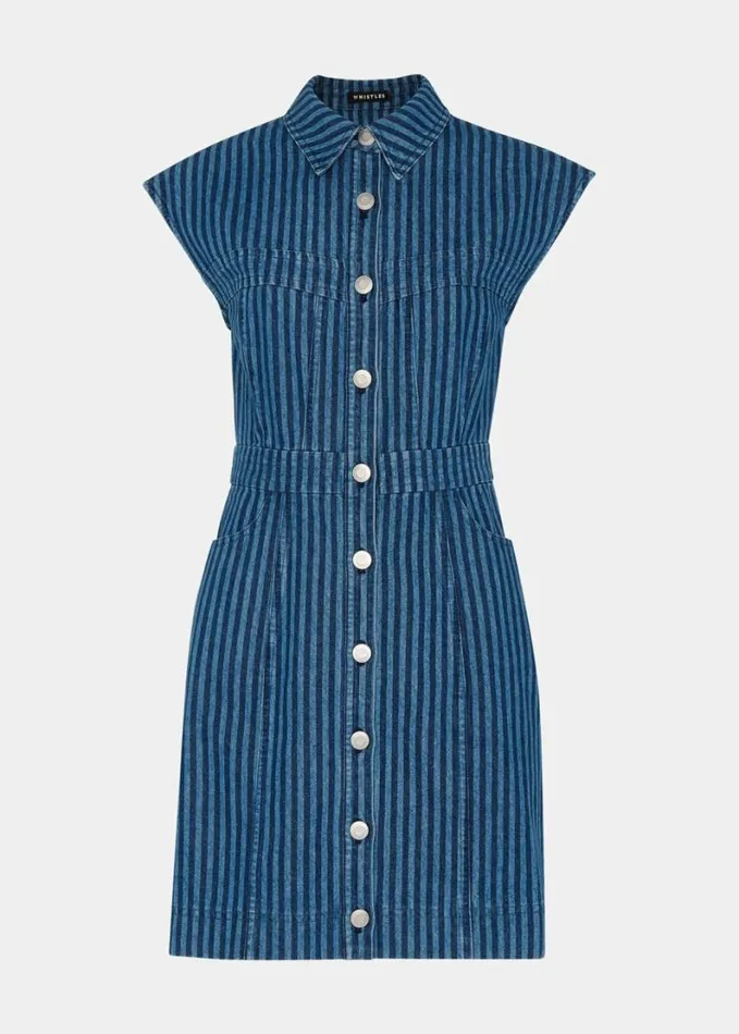 Whistles Denim Bodice Stripe Dress Denim Women Dresses