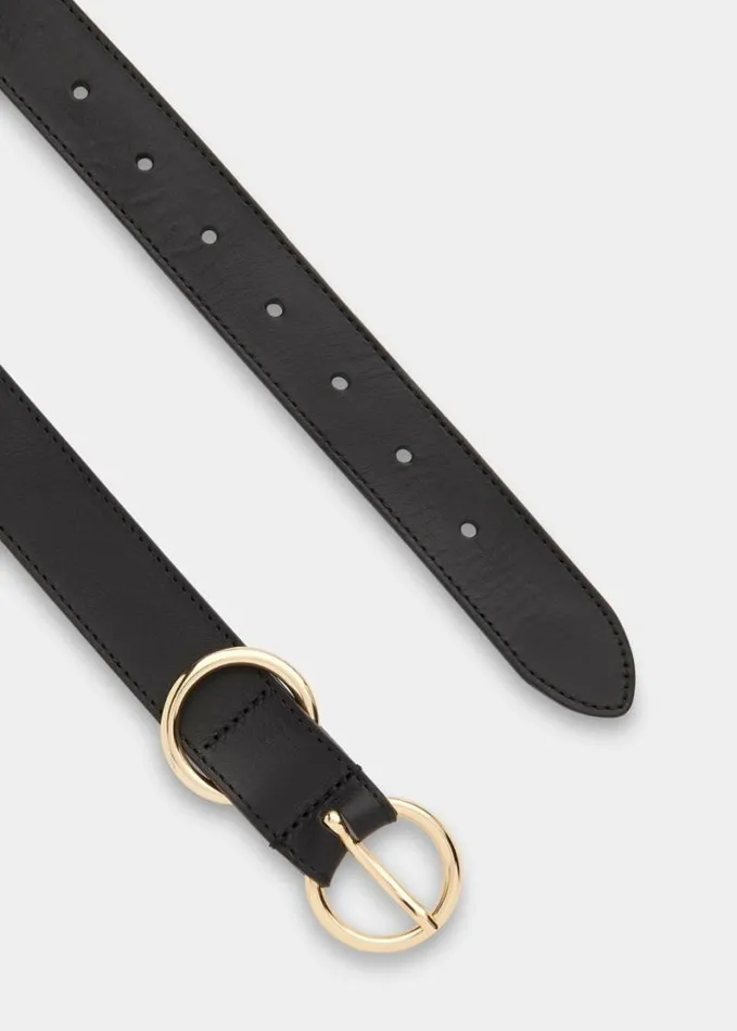 Whistles Double Ring Buckle Belt Black Women Belts