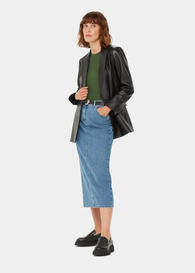 Whistles Essential Ribbed Crew Khaki Women Tops