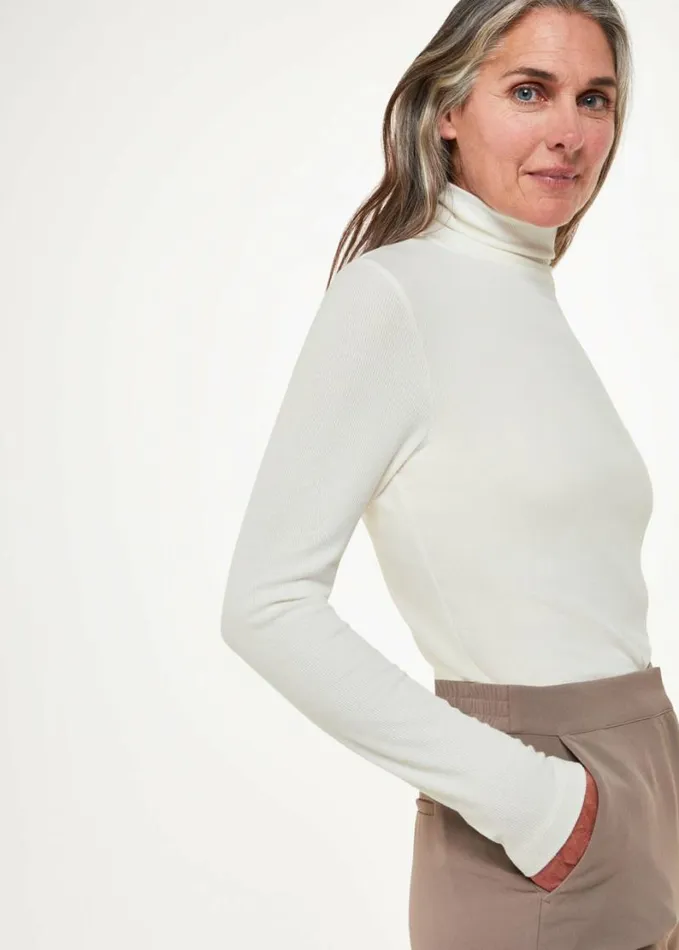 Whistles Essential Ribbed Polo Ivory Women Tops