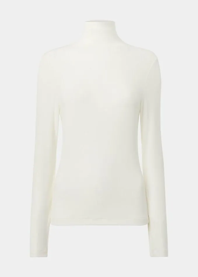 Whistles Essential Ribbed Polo Ivory Women Tops