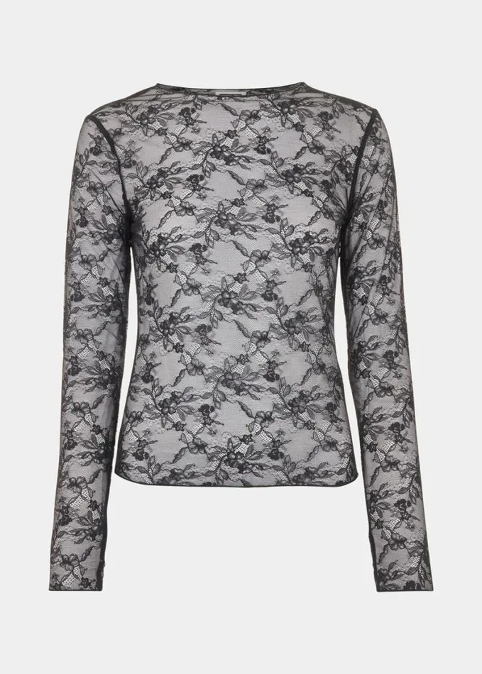 Whistles Hai Agneta Lace Top Black Women Tops